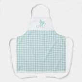 Chic Turquoise Butterfly Monogram Gingham Karo Schürze (Vorderseite)