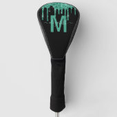 Chic Turquoise Drift Glitzer Monogram Name Golf Headcover (Vorderseite)