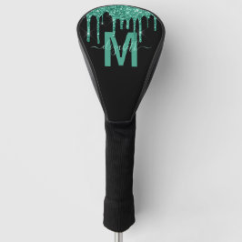 Chic Turquoise Drift Glitzer Monogram Name Golf Headcover