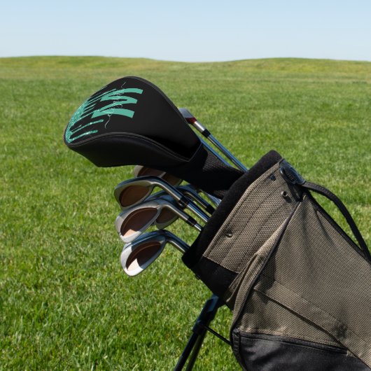 Chic Turquoise Drift Glitzer Monogram Name Golf Headcover (In SItu)