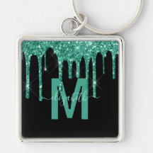 Chic Turquoise Drift Glitzer Monogram Name