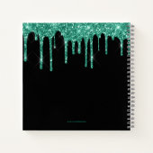 Chic Turquoise Driving Glitzer Monogram Sketch Notizblock (Rückseite)