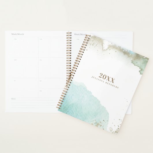 Chic Turquoise & Gold Abstrakt Art Planer (Anzeige)