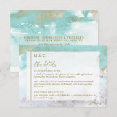 Chic Turquoise Gold Abstrakt Watercolor Begleitkarte (Vorne/Hinten)