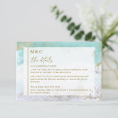 Chic Turquoise Gold Abstrakt Watercolor Begleitkarte (Stehend Vorderseite)
