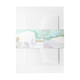 Chic Turquoise Gold Lavendel Abstrakt Watercolor Einladungsbanderole