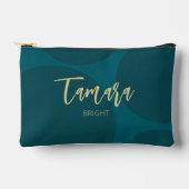 Chic Turquoise Green Gold Script Abstract Zubehörtasche (Vorderseite)