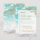 Chic Turquoise Lavender Gold Abstrakte Kunst Hochz RSVP Karte (Vorne/Hinten)
