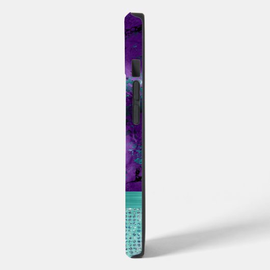 Chic Turquoise Lila Marble Imitate Glitzer Monogra Case-Mate iPhone Hülle (Rückseite / Links)