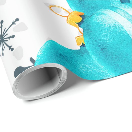 Chic Turquoise Ornamente Schneeflocken Packpapier (Rolleneckpunkt)