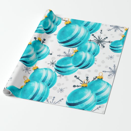 Chic Turquoise Ornamente Schneeflocken Packpapier (Ungerollt)