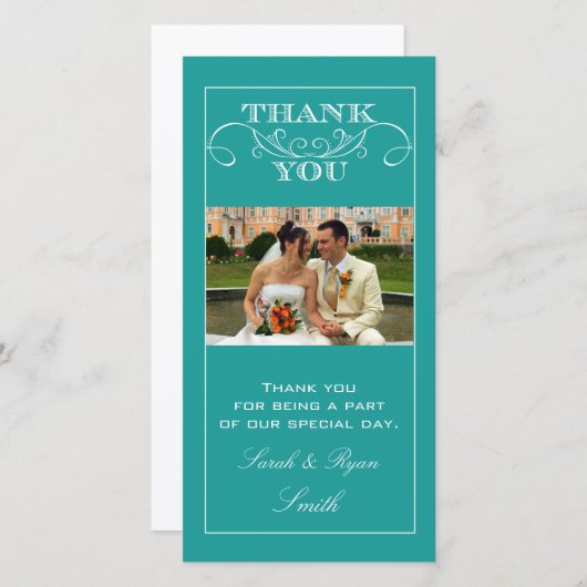 Chic Turquoise Wedding danke Ihnen Foto Cards (Vorne/Hinten)