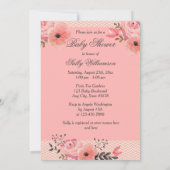 Chic Twin Ballerinas Floral Paris Baby Dusche Einladung (Rückseite)