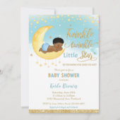 Chic Twinkle Little Star African Baby Shower Boy Einladung (Vorderseite)