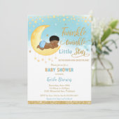 Chic Twinkle Little Star African Baby Shower Boy Einladung (Stehend Vorderseite)