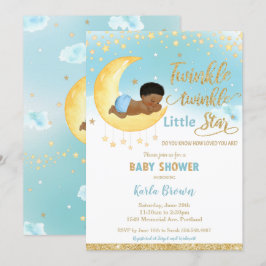 Chic Twinkle Little Star African Baby Shower Boy Einladung