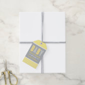 Chic Type Baby Dusche Gelb und Grau Geschenkanhänger (Mit Garn)