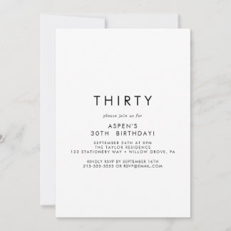 Chic Typografie 30. Geburtstags-Party Einladung
