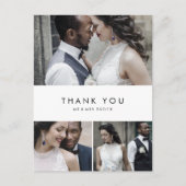 Chic Typografie 3 Foto Collage Danke Postcard Postkarte (Vorderseite)