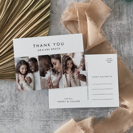 Chic Typografie 3 Foto-Vorlage Vielen Dank Postkarte