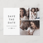 Chic Typografie 3 FotoCollage Save the Date Einladungspostkarte (Vorderseite)