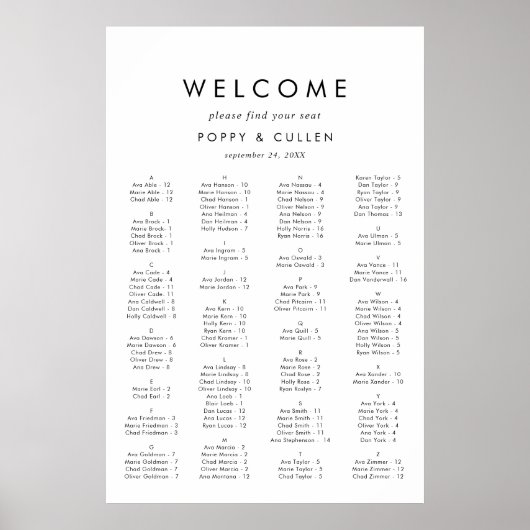 Chic Typografie Alphabetisch-Seekarte Poster (Vorne)