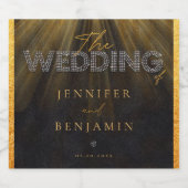 Chic Typografie Black and Gold Luxuriöse Hochzeit Schaumweinetikett (Einzelnes Label)