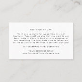 Chic Typografie Danke Business Card Visitenkarte (Rückseite)