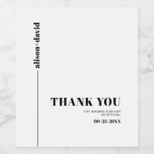 Chic Typografie Danke für die minimalistische Hoch Weinetikett (Einzelnes Label)