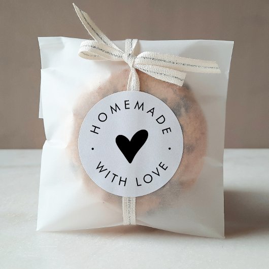 Chic Typografie Herzhausgemacht mit Liebe Runder Aufkleber