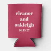 Chic Typografie Magenta Red Ivory Custom Wedding Dosenkühler (Vorderseite)