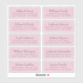 Chic Typografie Pink Wedding Guest Address Labels (Blatt)