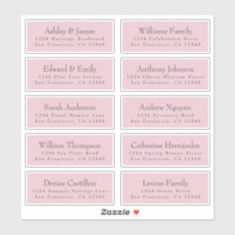 Chic Typografie Pink Wedding Guest Address Labels