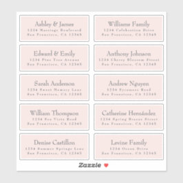 Chic Typografie Pink Wedding Guest Address Labels