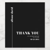 Chic Typografie schwarz Danke minimalistische Hoch Weinetikett (Einzelnes Label)