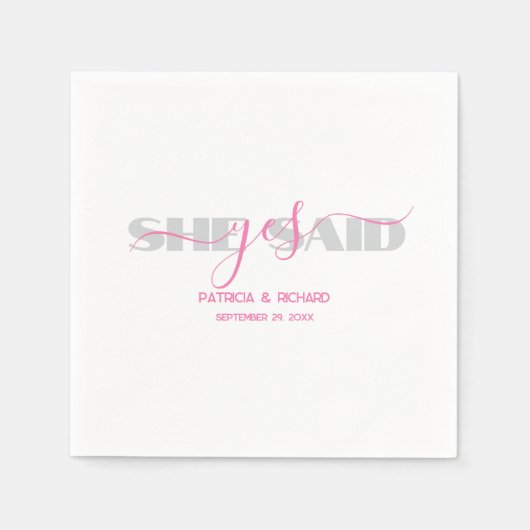 Chic Typografie Sie sagte Yes Paper Napkin Serviette (Vorderseite)