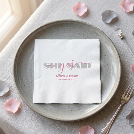 Chic Typografie Sie sagte Yes Paper Napkin Serviette