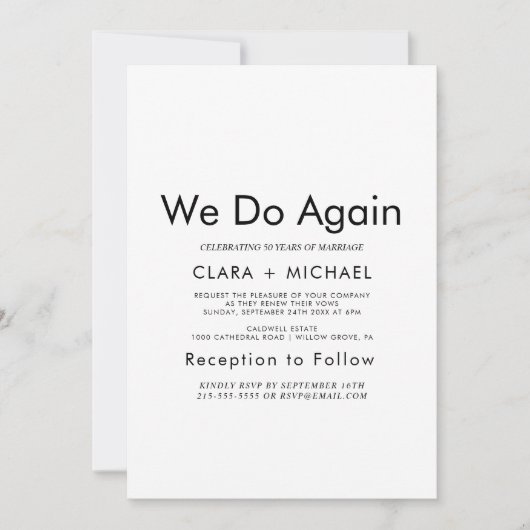 Chic Typografie "We Do Again" - Erneuerung Einladung (Vorderseite)