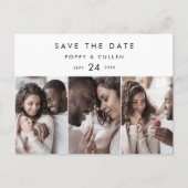 Chic Typografy 3 Foto Save the Date Einladungspostkarte (Vorderseite)