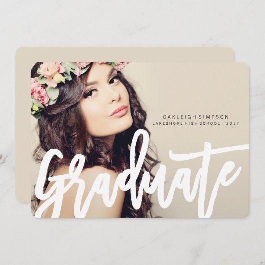 Chic Typografy Abschluss Annoucement Ankündigung (Vorne/Hinten)