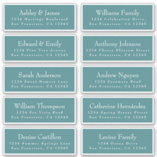 Chic Typografy Aquamarin Wedding Guest Address Lab Aufkleber
