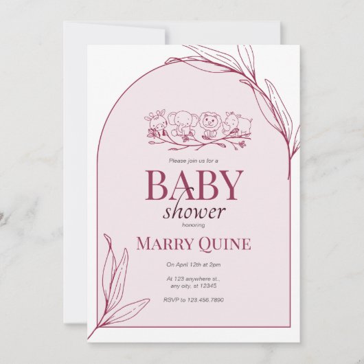 Chic Typografy Baby Shower Einladung (Vorderseite)