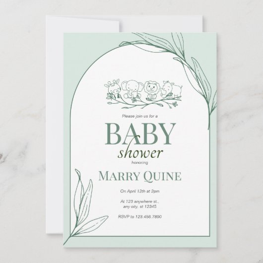 Chic Typografy Baby Shower Einladung (Vorderseite)