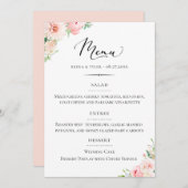 Chic Typografy Blush Pink Floral Wedding Menükarte (Vorne/Hinten)