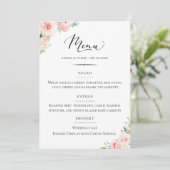 Chic Typografy Blush Pink Floral Wedding Menükarte (Stehend Vorderseite)