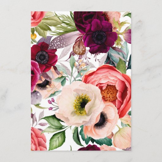 Chic Typografy Bohemisch Floral Wedding Menükarte (Rückseite)