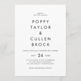 Chic Typografy Bold Names Wedding Einladung