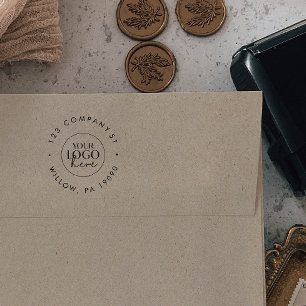 Chic Typografy Business Logo Circle Address Permastempel