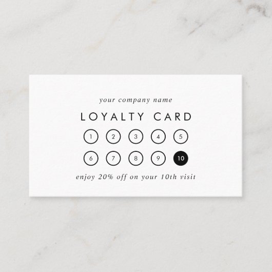 Chic Typografy Business Rewards 10 Punch Treuekarte (Vorderseite)