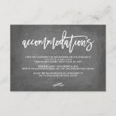 Chic Typografy Chalkboard Empfang Unterkunft Begleitkarte (Rückseite)